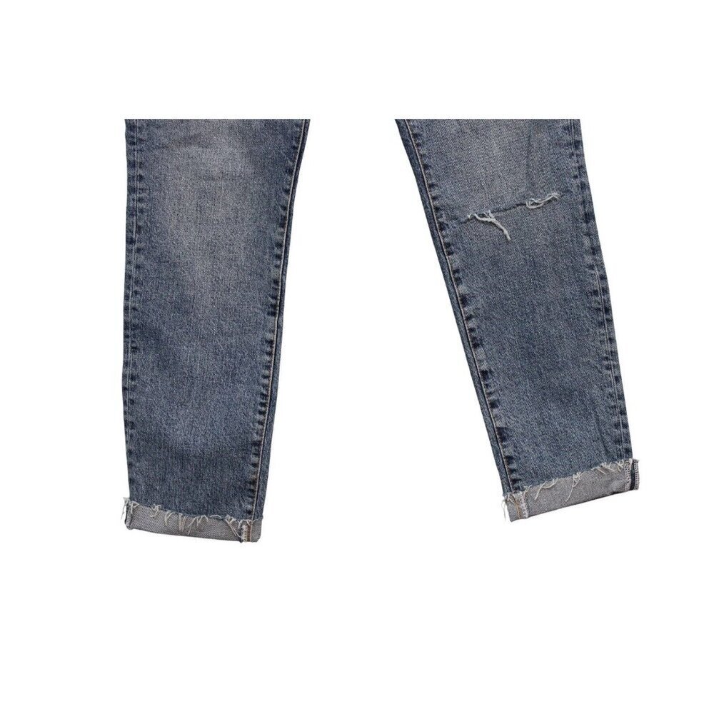 We The Free People Jeans Size 31 Straight Leg Button Fly Distressed High Rise - Picture 4 of 12